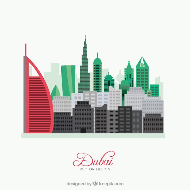 Dubai bandiera skyline silhouette