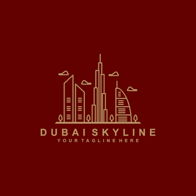 Logo di contorno skyline di dubai