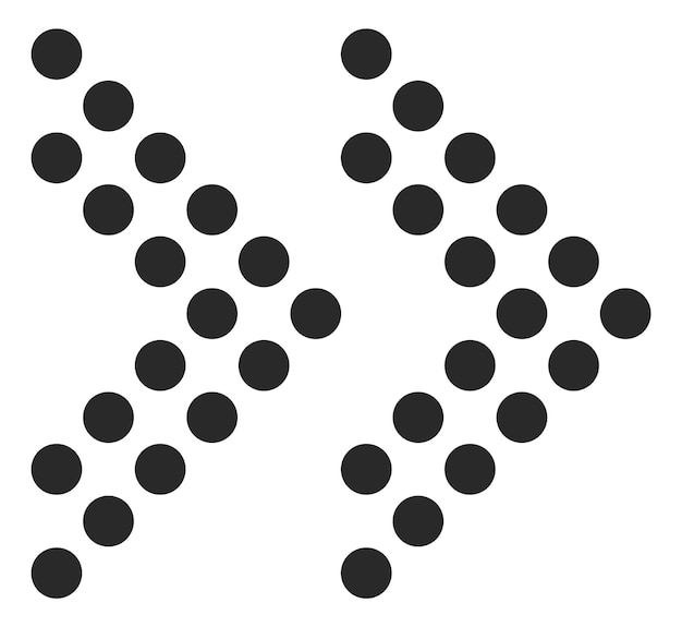 Vector dubbel pijlsymbool zwarte stippatroonvorm