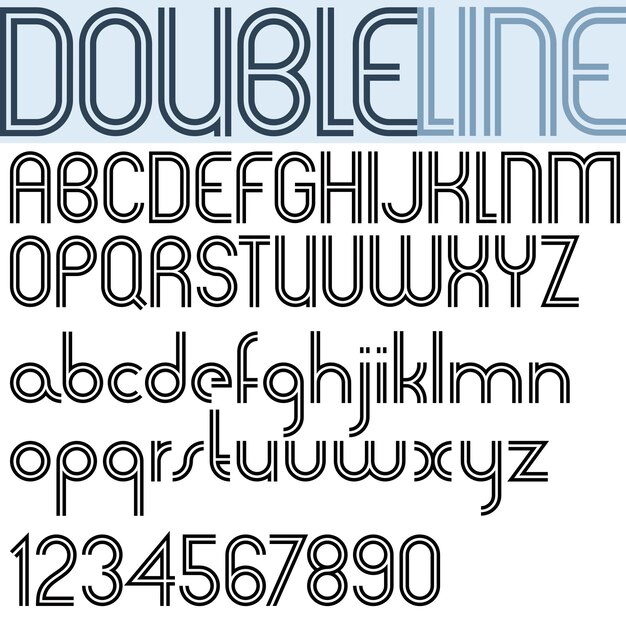 Vector dubbele lijn retro-stijl geometrische lettertype lichte versie