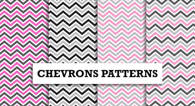 Dubbele punthaken naadloze patronen instellen. roze en grijze abstracte geometrische achtergrond vector