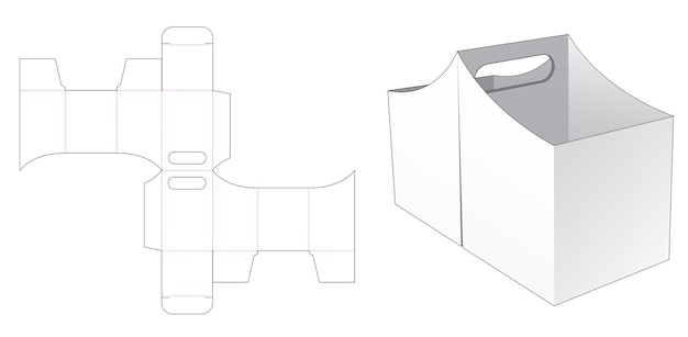 Dubbele snackcontainer met gebogen rand en gestanst sjabloon met handvat