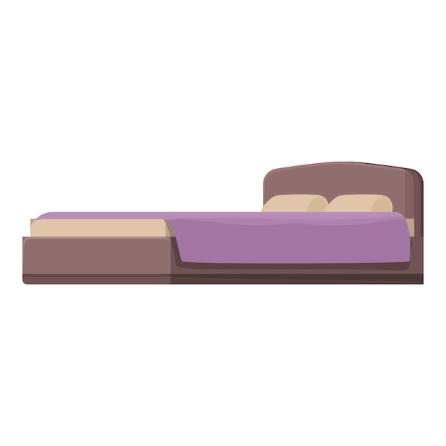 Dubbels bed met kussens en deken is zijweergave geïsoleerd op witte achtergrond
