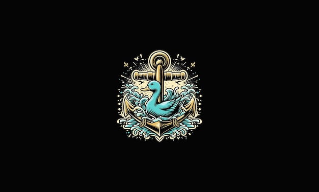 duck and anchor vector illustration artwork design