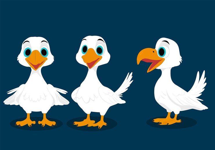 Vector duck animal cartoon character design for animation