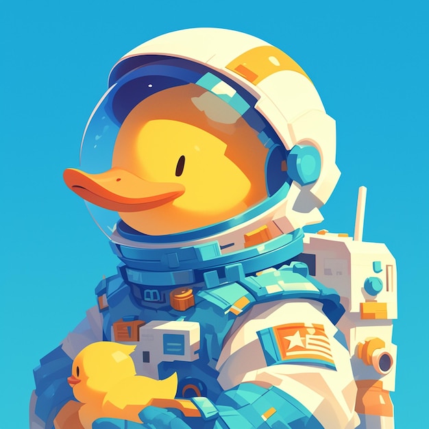 A duck astronaut cartoon style