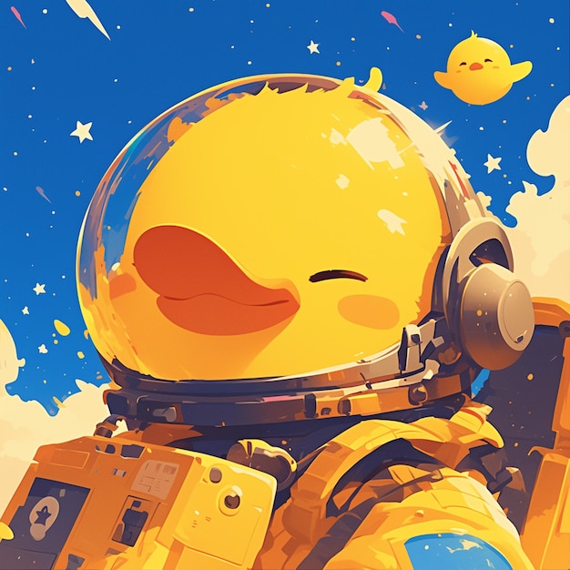 A duck astronaut cartoon style