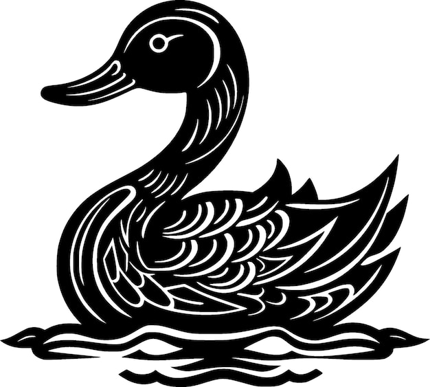 Duck Black and White Vector illustration