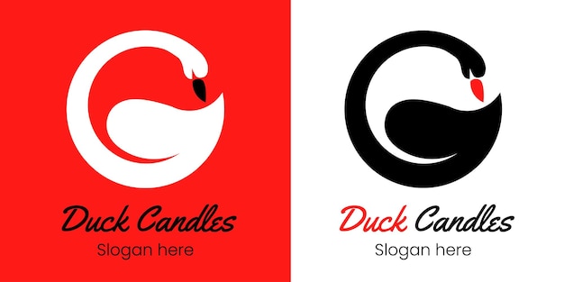 Дизайн логотипа Duck Candles вдохновлен изолированным на белом и оранжевом фоне вектором