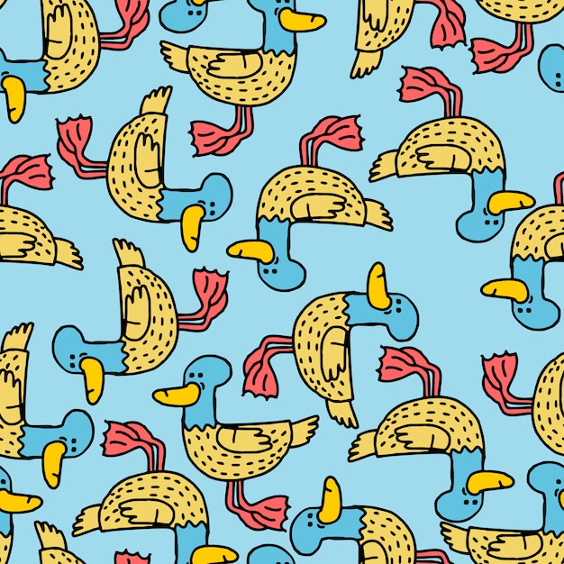 Vector duck cartoon pattern