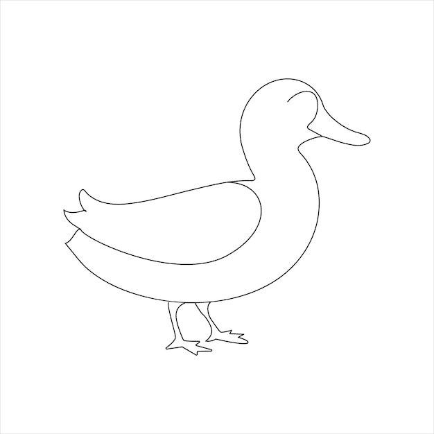 アヒル 絶え間ない単行線画のベクトルイラスト 動物の鳥のアイコンの絶え間な概要