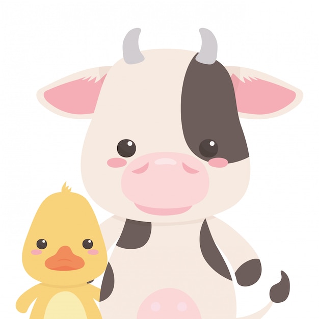 Duck and cow cartoon 