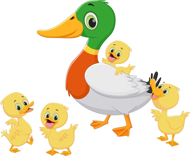 Vector duck family cartoon