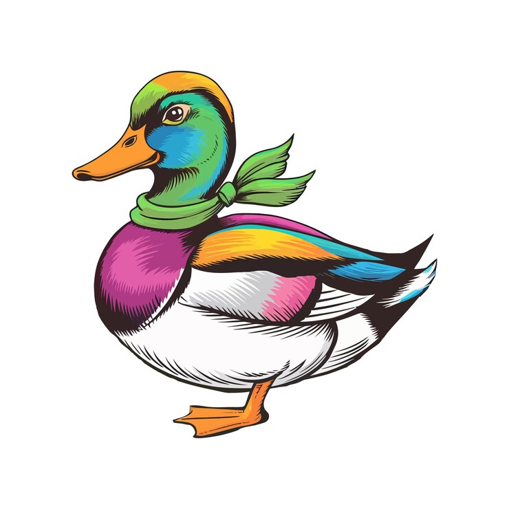 Vector duck farm bird handdrawn engraving sketch