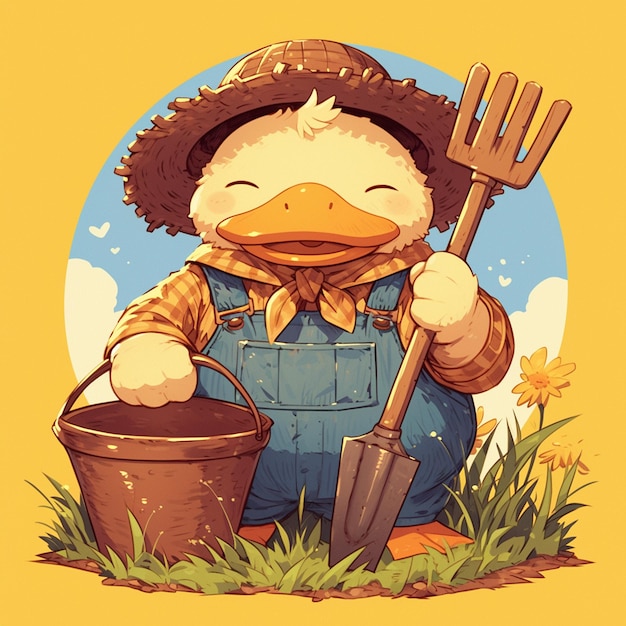 Vector a duck farmer cartoon style