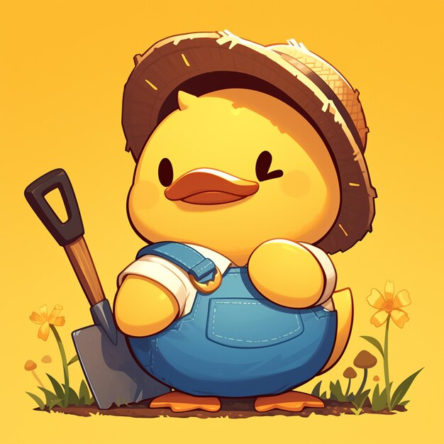 Vector a duck farmer cartoon style