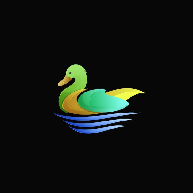 Duck gradient colorful modern bird logo illustration