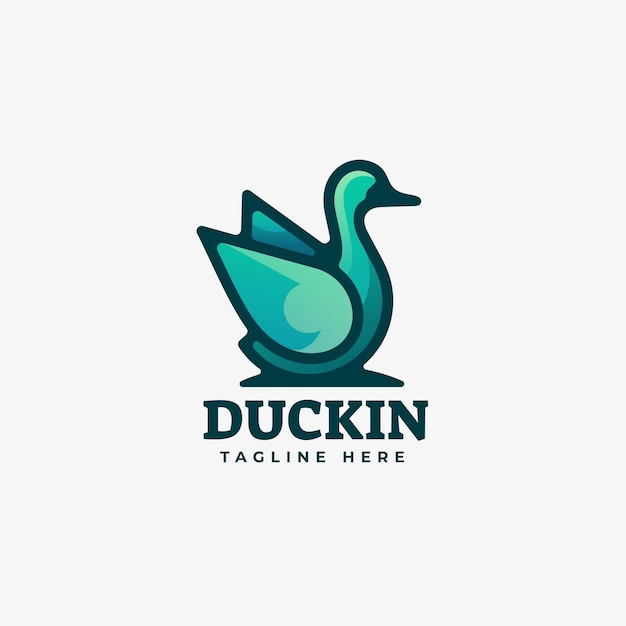 Vector duck gradient line art style logo sjabloon