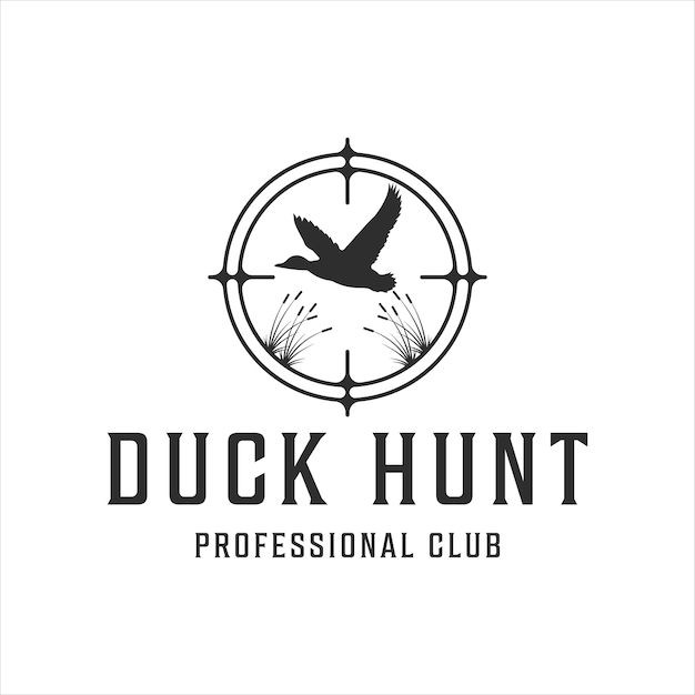 Duck hunt logo vintage vector illustration template icon graphic design