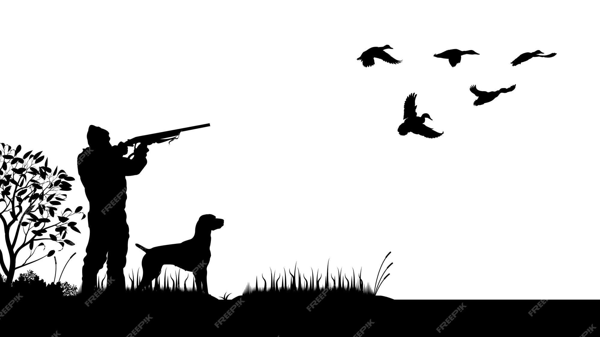 Premium Vector | Duck Hunting Silhouette