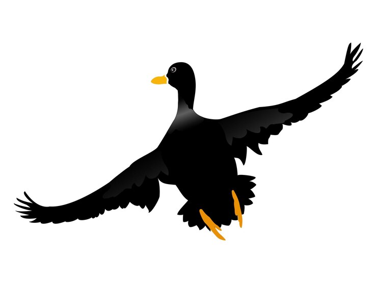 Vector a duck is flying in the sky