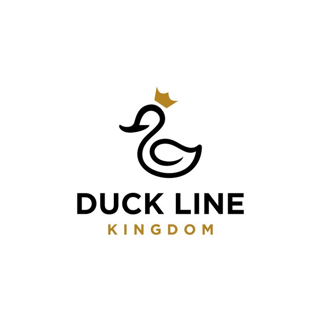 duck line logo with king or queen crown icon vector illustration hipster stock for cafe