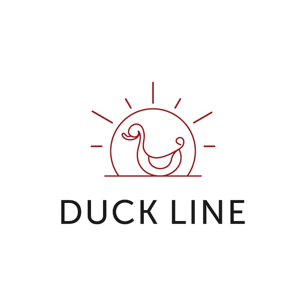 Duck Line In Sunset Logo Design