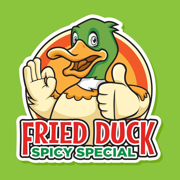 Ресторан Duck Logo Mascot Fried and Grilled