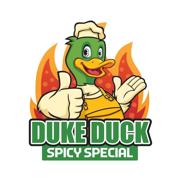 Vector duck logo mascot savory fried and grilled