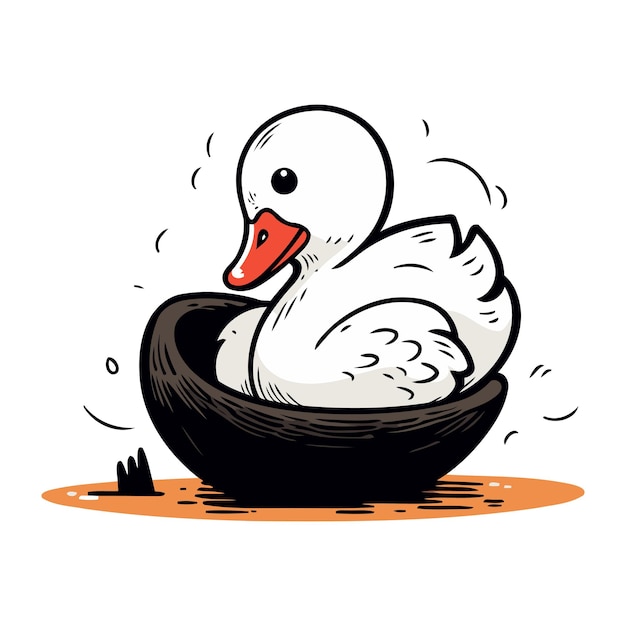 Duck in a nest Vector illustration on a white background