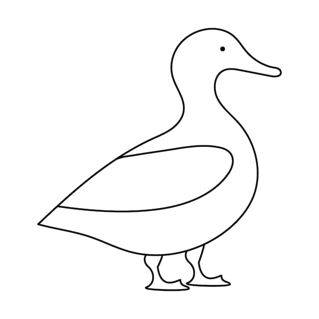 Vector duck outline eenvoudig icoon duck vogel enkele lijn kunst vector tekening