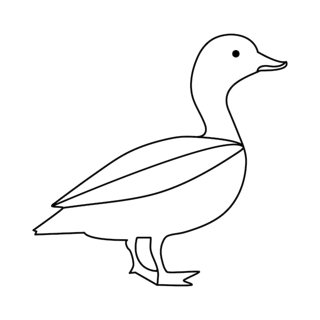 Vector duck outline eenvoudig icoon duck vogel enkele lijn kunst vector tekening