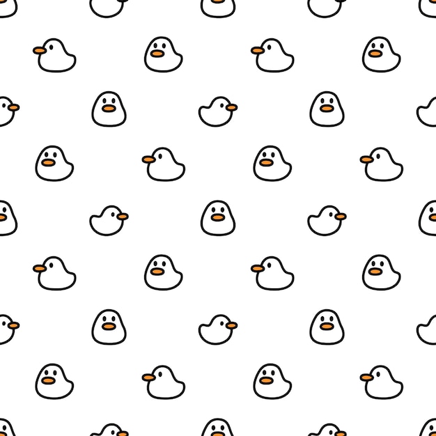 Vector duck seamless pattern white doodle cartoon