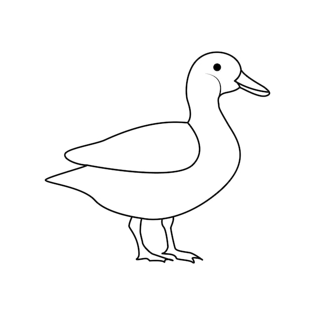 Duck single continuous one line out line vector art drawing and tattoo design