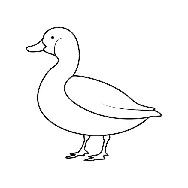 Duck single continuous one line out line vector art drawing and tattoo design
