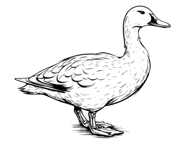 Duck standing sketch hand drawn vector birds hunting