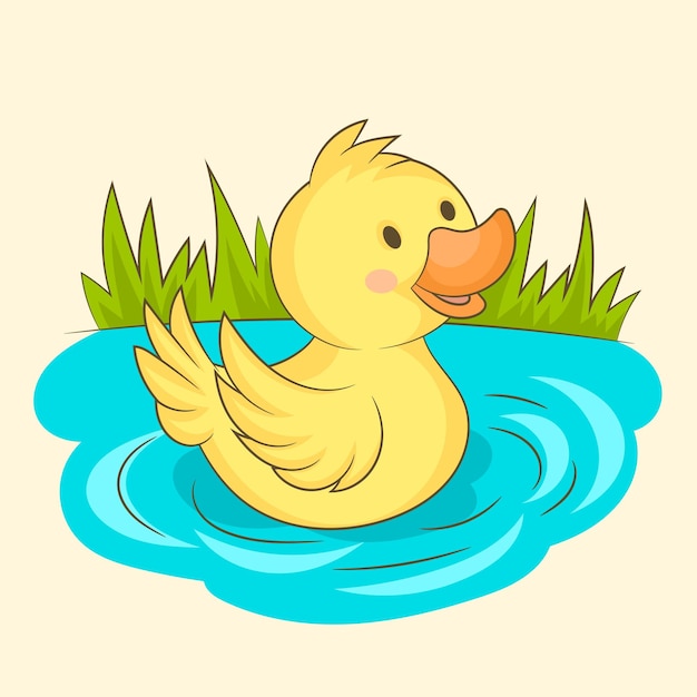 Vector duck swimming on a pond