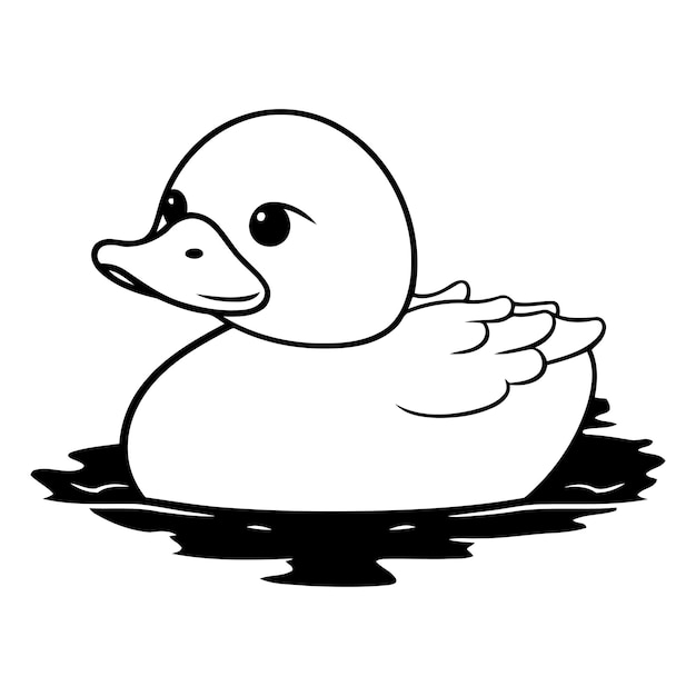 Vector duck swimming on the water of a cute duck