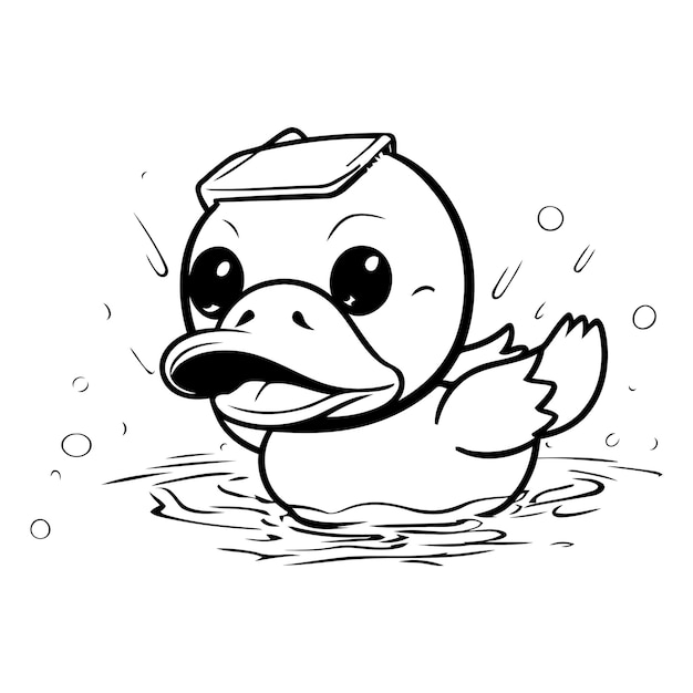 Vector duck swimming in the water on white background