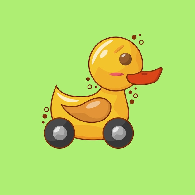 Duck toy with wheel cartoon vector