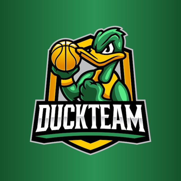 Duck with basketball logo template