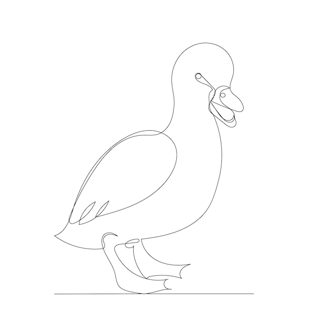 Duckling drawing in one continuous line isolated vector