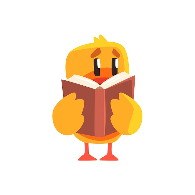 Duckling reading a book cute character sticker