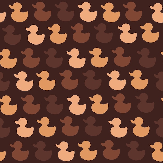 Vector ducks of different body colors seamless pattern