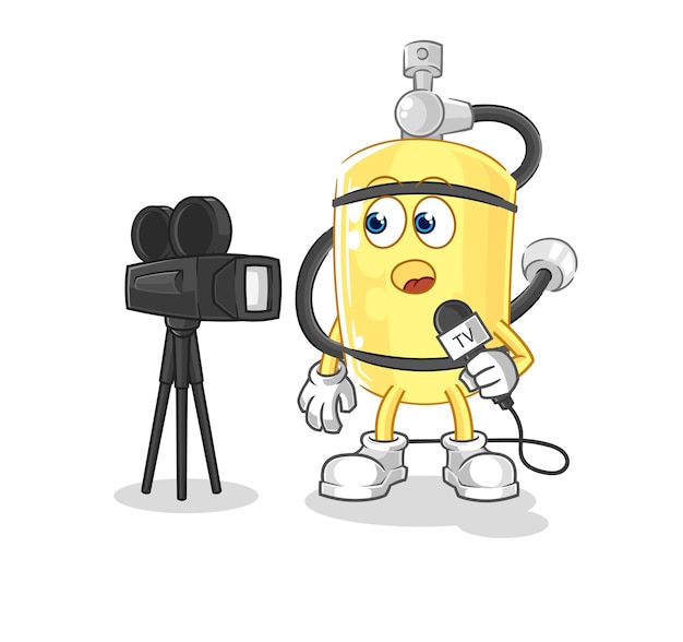 Duiker cilinder tv-verslaggever cartoon cartoon mascotte vector