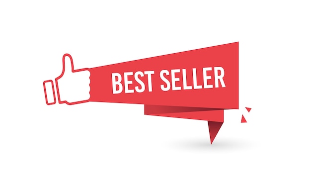 Duim omhoog embleem Aanbeveling bestseller teken Bestseller sticker Verkoop banner badge 4K