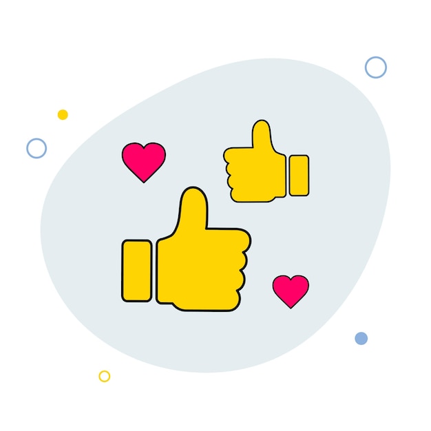 Duim omhoog en hartpictogram Vector zoals en liefdepictogram Klaar zoals en liefde plat pictogram