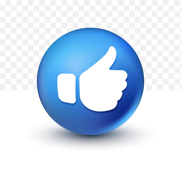 Duim omhoog facebook pictogram 3d op transparante achtergrond