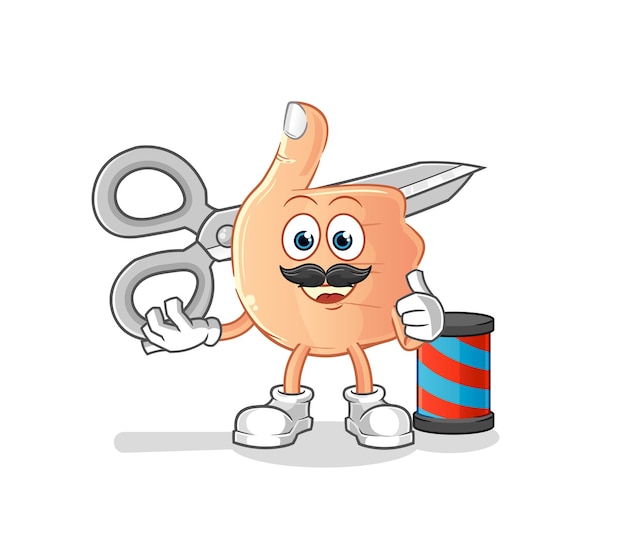 Duim omhoog kapper cartoon. cartoon mascotte vector