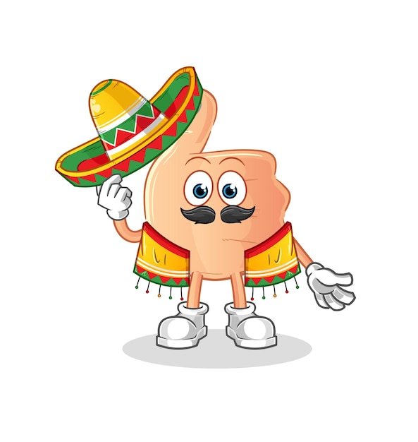 Duim omhoog Mexicaanse cultuur en vlag. cartoon mascotte vector